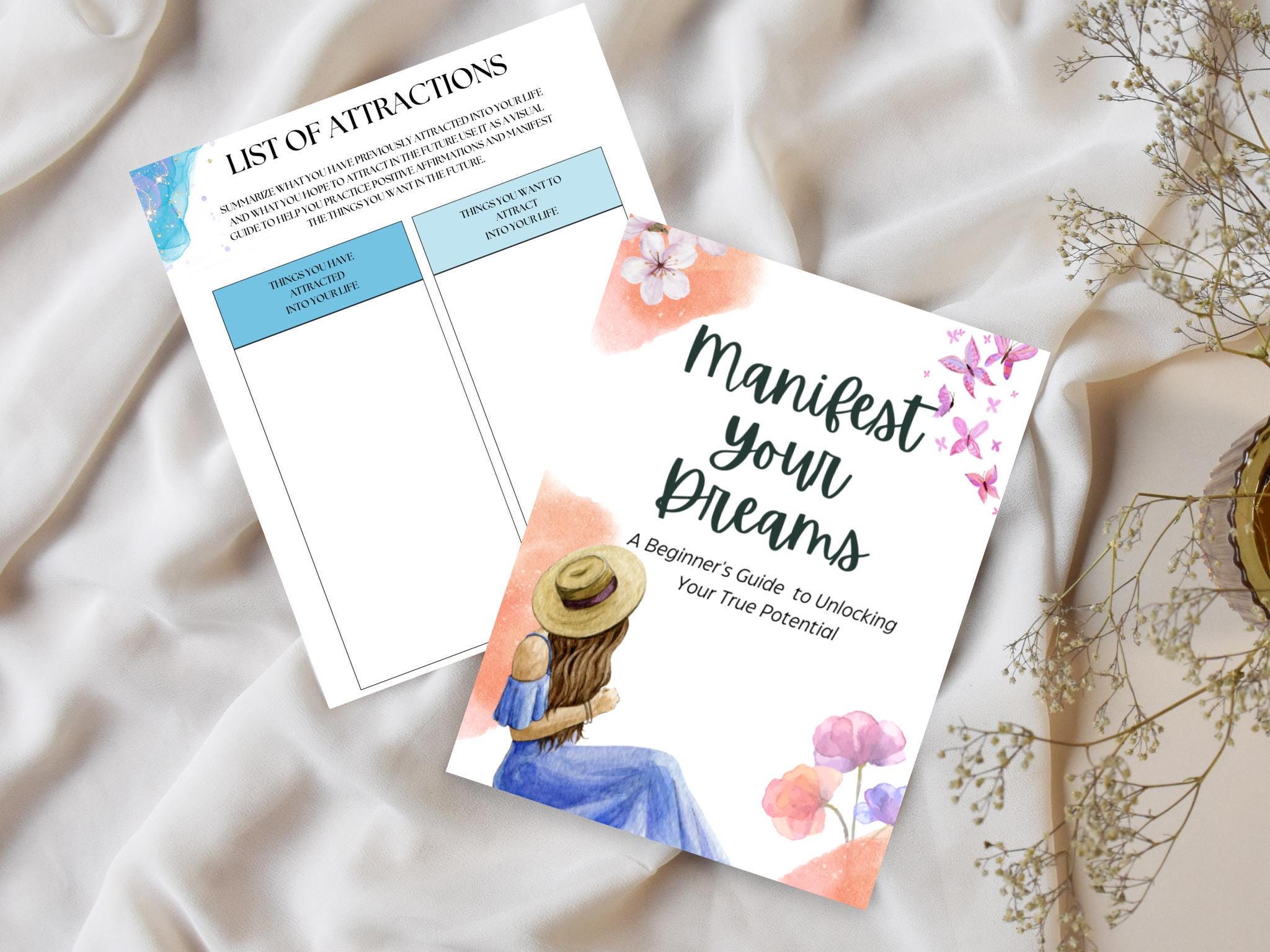 Manifestation Planner Journal Digital Download, Goal Setting & Dream Tracker, Daily Guide Book, Over 80 Pages, Printable PDF