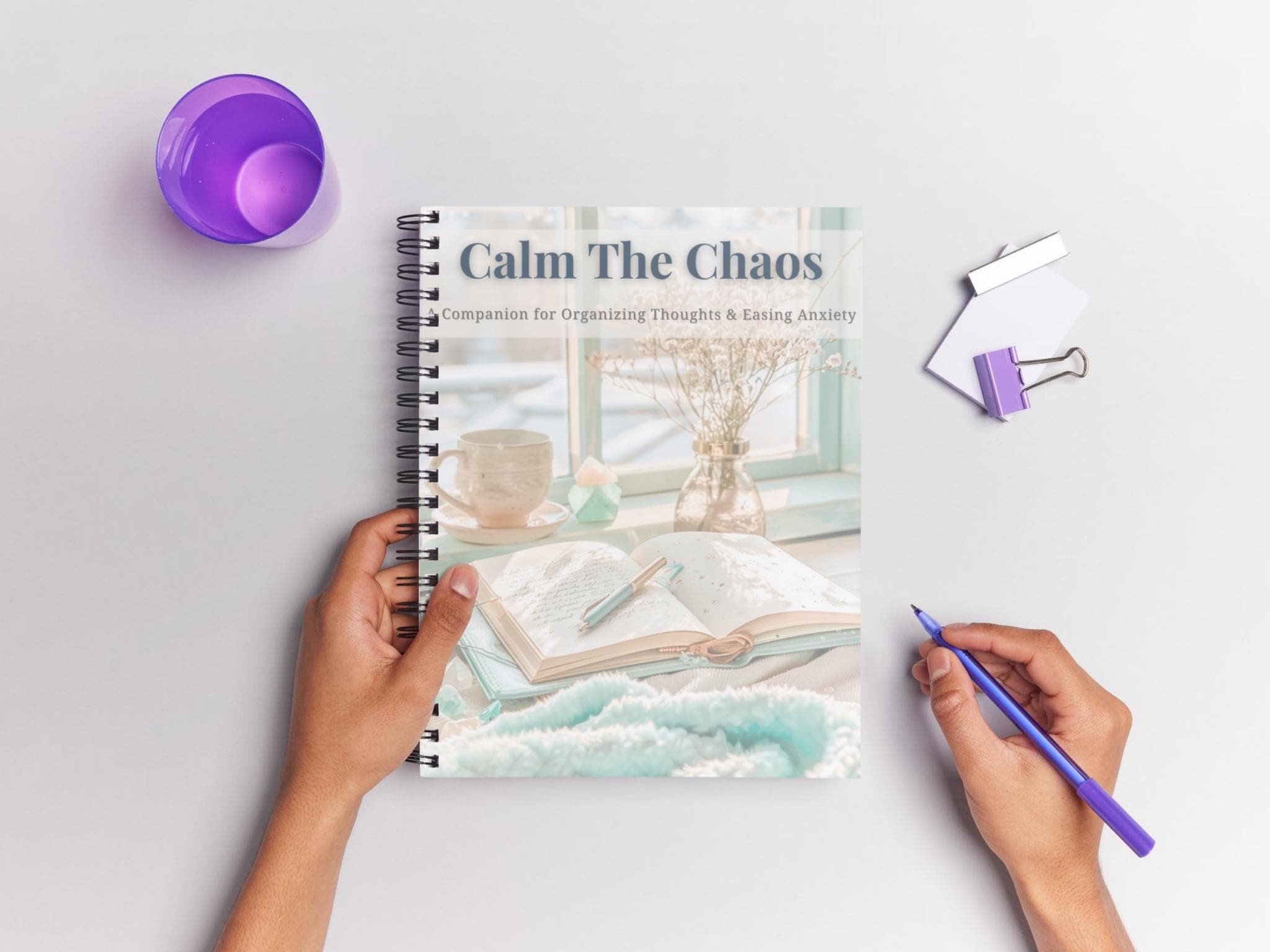 Calm the Chaos Printable Journal ADHD Anxiety Self Care Wellness Tracker Gratitude Planner Digital Mental Health Workbook PDF